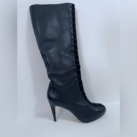 COLE HAAN NIKE AIR High Heel Leather Black Boots - Picture 2 of 9